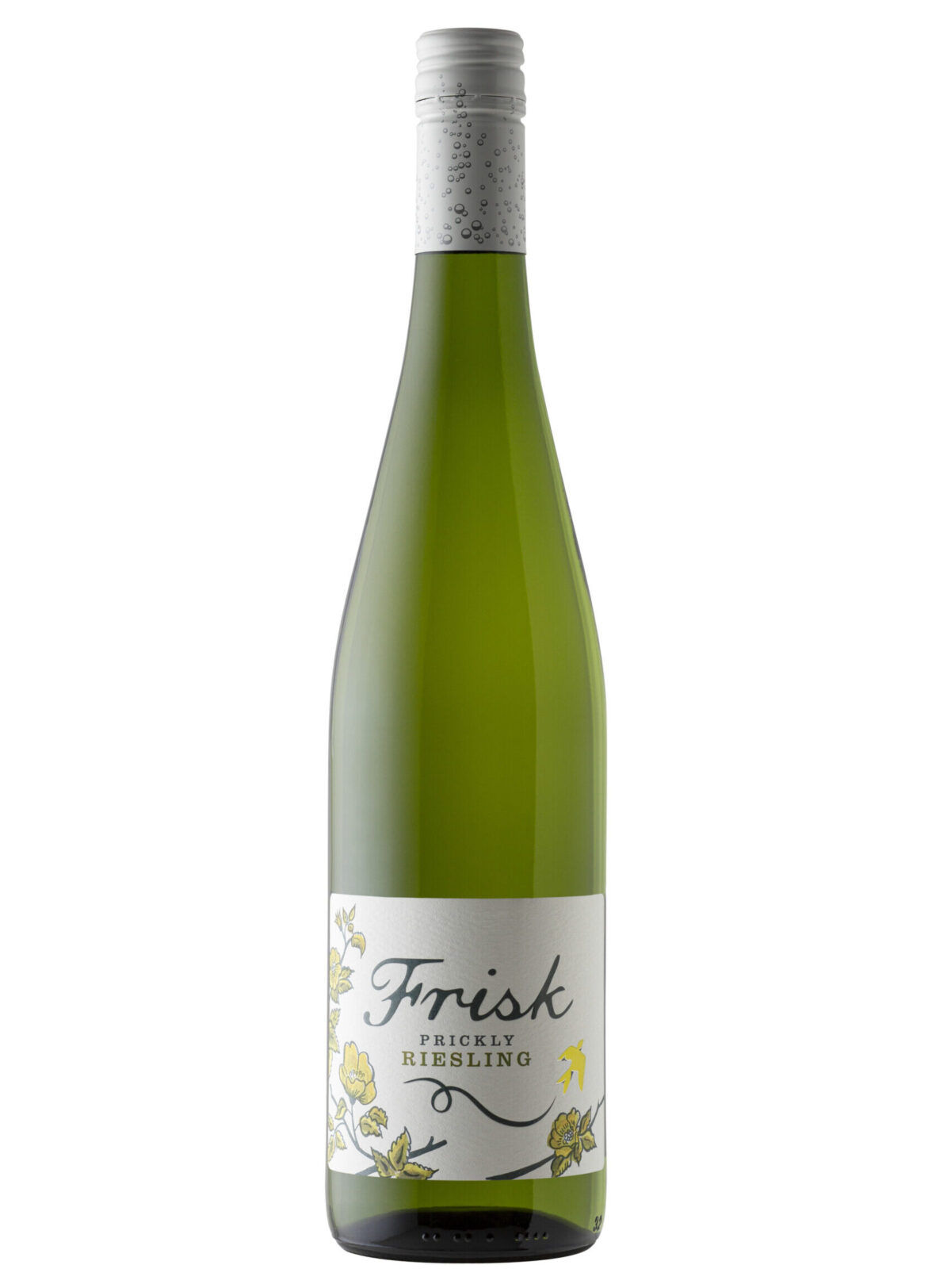 Frisk Prickley Riesling green wine bottle.