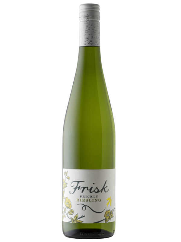 Frisk Prickley Riesling green wine bottle.